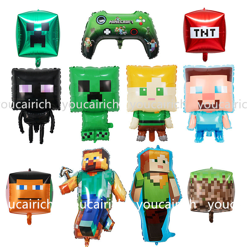 我的世界生日派對主題鋁箔氣球史蒂夫亞歷克斯形狀氣球兒童派對裝飾