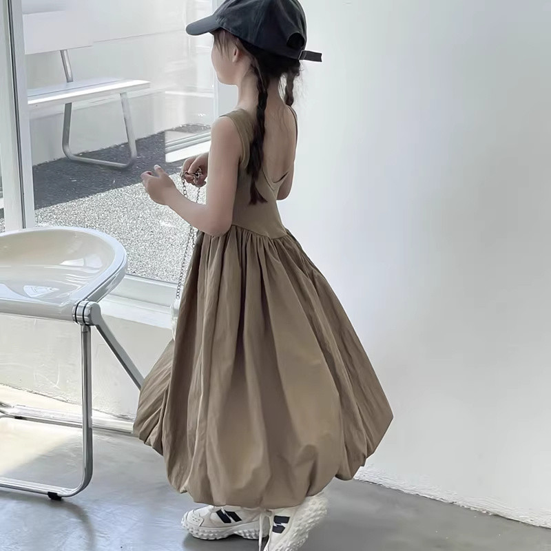 女童森林系無袖露背洋裝夏季2025新款洋氣兒童裝高級感夏天裙子