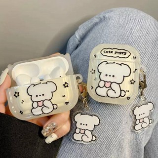 Airpods 4 Pro 2 3 1 卡通小狗愛心狗圖案軟 TPU 防震耳機套無線耳塞耳機保護套外殼帶掛件