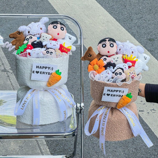 【臺灣現貨+送畢業帽+紙箱保護出貨】蠟筆小新花束 畢業花束 小新玩偶公仔花束畢業花束 畢業禮物 交換禮物 情人節禮物