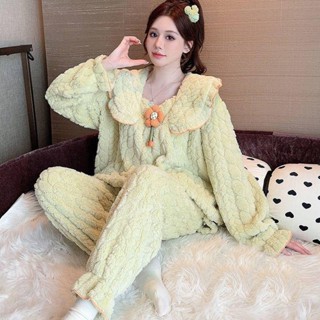 睡衣女秋冬季加厚加絨珊瑚絨加大碼可愛公主法蘭絨保暖家居服套裝珊瑚絨睡衣 法蘭絨睡衣 冬季睡衣 保暖衣 棉衣 睡衣