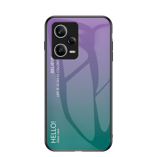 REDMI 適用於紅米 Note 12 Pro 5G 漸變色玻璃手機殼高品質防爆玻璃保護套