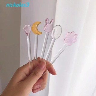 NICKOLAS攪拌棒易於清潔漂亮的設計攪拌器果汁混合卡通易於使用透明咖啡工具手冊甜點棒