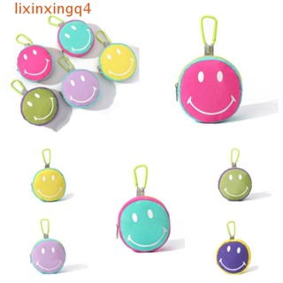 LIXINXINGQ小圓形錢包,大容量微笑笑臉零錢包,包吊墜卡片收納袋糖果色迷你耳機包女性/兒童