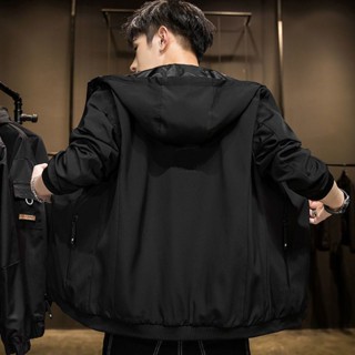 男士刷毛連帽夾克潮流帥氣青年韓版緊身休閒百搭防風衝鋒衣外套男20250513