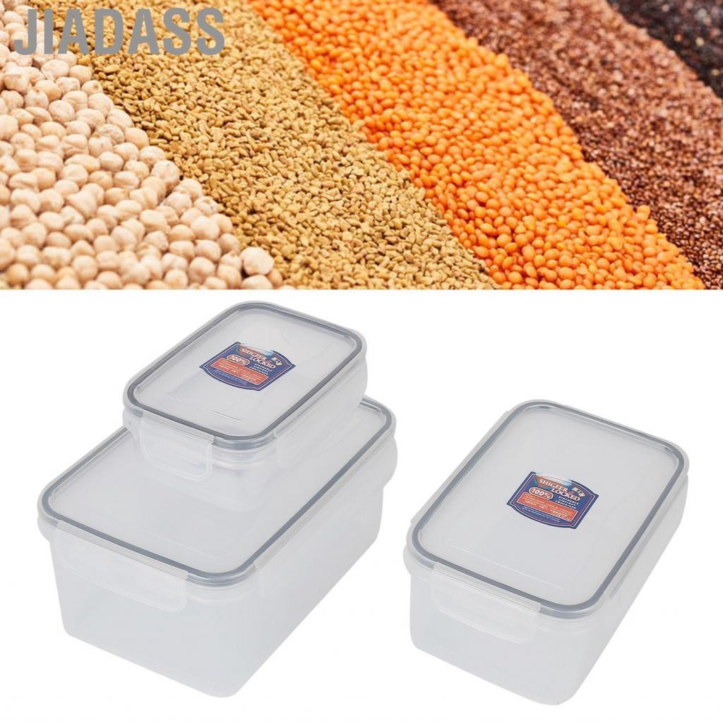 Jiadass 3 件/套密封食品收納盒透明真空容器帶鎖蓋塑膠容器