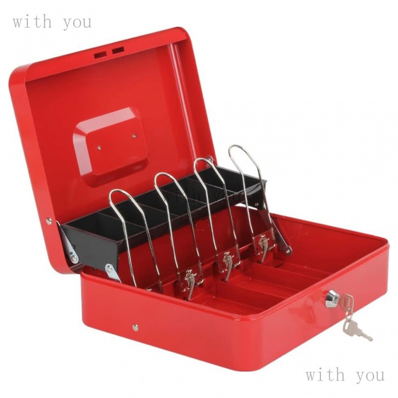 1 件,帶鑰匙鎖和錢托盤的鎖錢盒,大號,帶商務現金托盤的錢盒,所有現金鎖盒保險箱,金屬材料,存錢罐,儲蓄銀行的禮物w&y