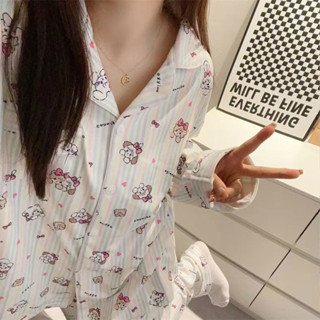 韓系 氣質 甜美 睡衣 加厚 磨毛 德絨 可愛 mikko卡通 家居服 套裝