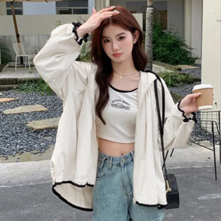 MOMO新款時尚連帽防曬衣女夏季長袖外穿薄款外套韓版寬鬆透氣防曬服女DYJ☆