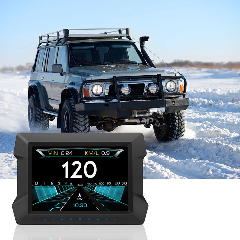 汽車電子 OBD2 GPS 平視顯示器車速錶坡度傾斜計帶超速低電壓警報 P22 雙係統 HUD