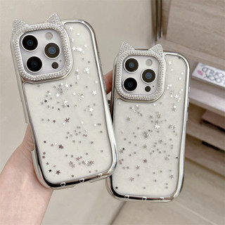 貓耳朵星星 IPhone 手機殼適用於 IPhone 16 ProMax 15 ProMax 15Plus 13 12