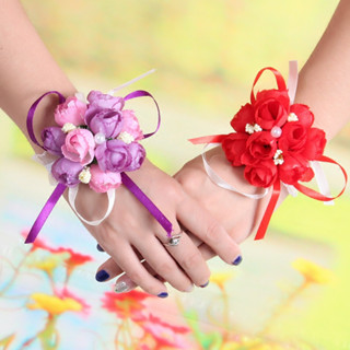 現貨 手花 結婚慶用品大全 婚禮舞蹈姐妹團手環花 韓式新娘手花 伴娘腕花手腕花