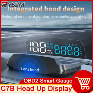 C7B OBD2 HUD 汽車平視顯示器擋風玻璃投影儀汽車電子車速錶油耗溫度報警儀錶支架