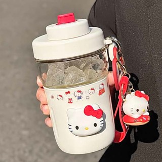 冰霸杯 保冰杯 HelloKitty玻璃水杯女生新款夏季便攜咖啡隨行杯茶水分離泡茶杯子