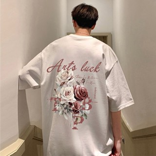 【HOT 本舖】男裝 2025夏季百搭休閒圓領潮牌短袖寬鬆上衣美式復古高街男款純棉T恤