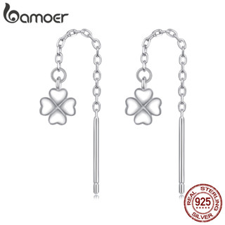 Bamoer 925 純銀耳環四葉草設計珠寶女士禮物