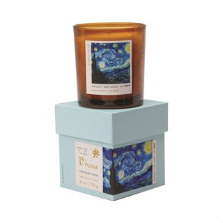 美國 PADDYWAX 印象派系列36小時玻璃蠟燭/ 梵谷星夜/ 午夜雪松,木質,煙燻,皮革/ 6 OZ/ EU eslite誠品