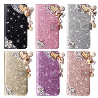閃粉水鑽愛心皮套 三星S20 Ultra 手機殼 三星note8 note9 note10plus 支架插卡 防摔保護套