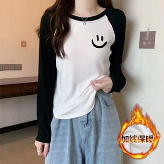 胖胖美依 上衣 長袖t卹 印花上衣 中大尺碼 發熱衣 保暖 m-3xl新款古簡約大氣德絨圓保暖打底衫​​上衣-2547.