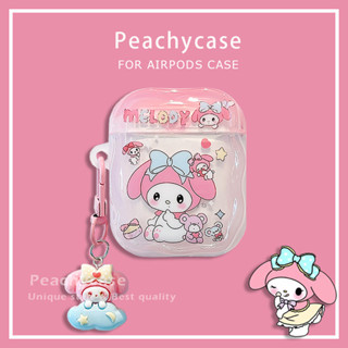 可愛的小熊美樂蒂 IMD 無線藍牙耳機保護套相容 Airpods 1 2 3 4 Pro Pro2 帶吊墜防丟失耳機殼