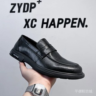 2025厚底樂福鞋男士皮鞋透氣一腳蹬樂福鞋純色男士休閒鞋手工男士正裝鞋A7T3