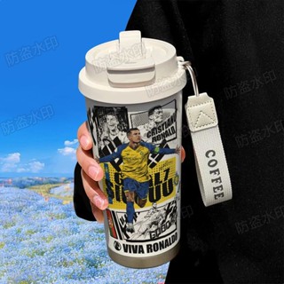 ✨新品 臺灣熱銷 免運✨足球C羅球星周邊保溫杯316不鏽鋼大容量吸管車載雙飲咖啡杯