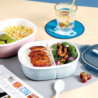 tempat nasi 便攜微波飯盒 便當盒 飯盒便當盒帶蓋可微波爐加熱餐盒大容量塑膠分隔分格學生上班族
