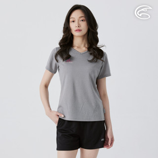 ADISI 女涼感型單向導濕速乾圖騰上衣 AL2511041 麻灰 (S-2XL)｜吸濕 快乾 透氣 排汗衣
