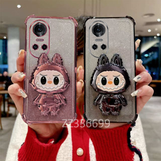 外殼 OPPO Reno 10 5G pro 手機殼支架支架矽膠四角保護 labubu clear