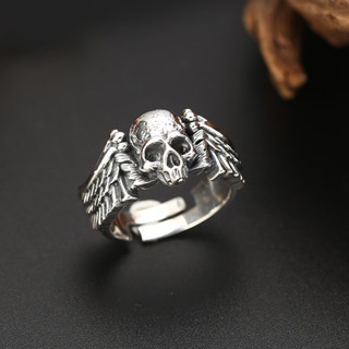 飾品 戒指 歐美 惡魔天使 骷髏頭 男士 鍍銀 指環 個性 嘻哈 朋克風 霸氣 復古 精緻 百搭 配飾