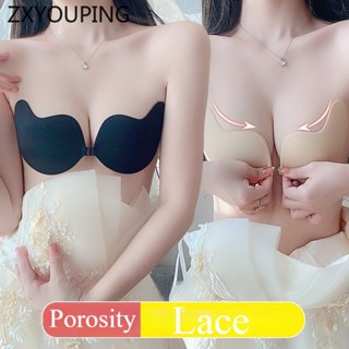 Zxyouping隱形文胸女芒果杯無鋼圈內衣無肩帶羽毛胸貼一件式矽膠萊卡聚攏文胸貼
