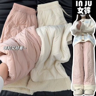 S-5XL 大尺碼長褲 大碼女裝 保暖褲 搖粒絨棉褲女秋冬季保暖防風加絨加厚闊腿褲休閑直筒長褲