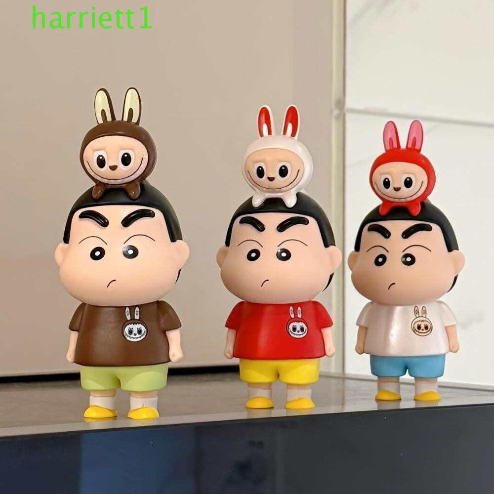 HARRIETT蠟筆小新Labubu模型,辦公桌裝飾日本卡通Labubu蠟筆小新手辦,雕像