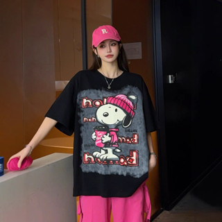 史努比圓領半袖女 Snoopy上衣 25年夏款大碼卡通動漫塗鴉印花設計感超好看