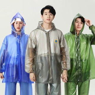 外送員雨衣上下兩件式雨衣雨褲套裝機車防雨服全身防暴雨[S430]加厚時尚透明雙帽簷雨衣雨褲套裝海膠塑膠雨披戶外電動車分體