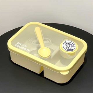 加熱便當盒 分隔便當盒 微波便當盒 原田治飯盒可微波爐加熱分格便當盒上班族餐盒帶叉勺沙拉盒保鮮盒