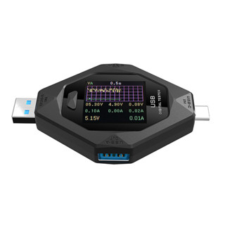適用於 Type-C 和 USB 裝置的數字 USB-C 功率計多功能電壓電流功率計手機充電檢測器
