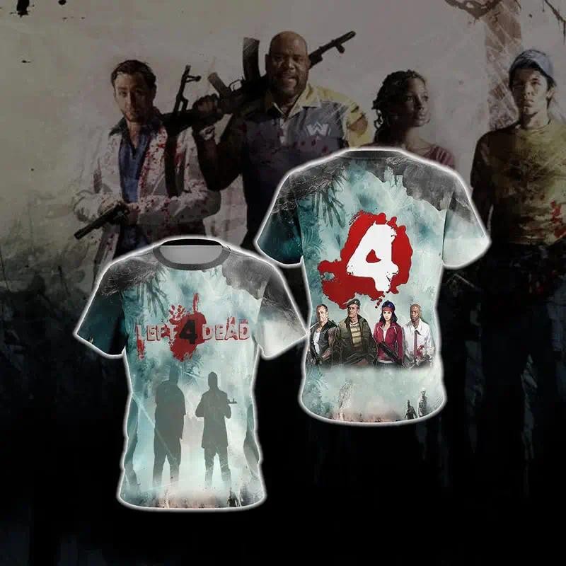 恐怖遊戲 Left 4 Dead 2 T 恤 3D 打印休閒男/女嘻哈短袖兒童 T 恤原宿風格中性衣服