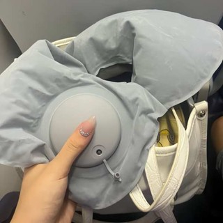 深度睡眠 旅行頸枕 格蕾莎頸 旅行好物新款冰絲按壓充氣U型枕旅行便攜護頸枕可摺疊收納飛機枕