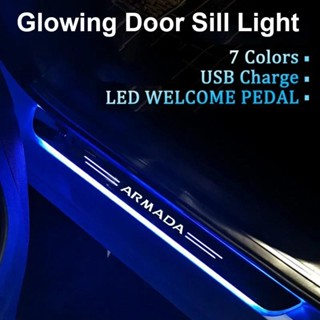 NISSAN LED 車門迎賓踏板燈適用於日產 Armada USB 汽車前後門檻通道燈氛圍配件