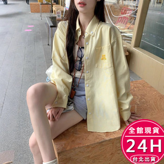 【梨卡】隔日到貨 女裝 襯衫 上衣 中長版 復古條紋 翻領長袖 寬鬆襯衫 上衣外搭 防曬外套 GA552【現貨24H】