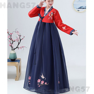 HANG57女士傳統刺繡宮廷韓服女裝韓版舞蹈錶演服裝連衣裙