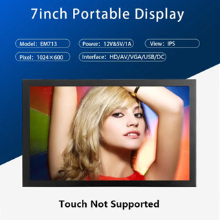 EM713 迷你 7 英寸工業螢幕高畫質 1024x600 HDMI 相容顯示器 TFT 麵闆金屬外殻帶 VGA AV D