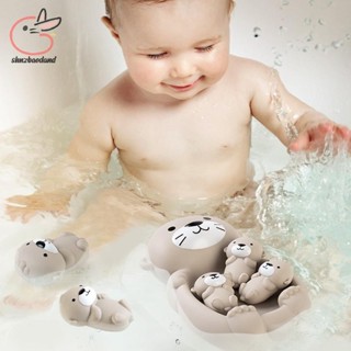 GRDOG 1Set 兒童浴室漂浮動物水獺套裝 1 大號 3 小號密封漂浮水上游戲玩具嬰兒沐浴玩具 th