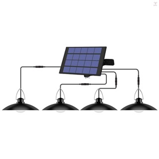 太陽能吊燈 4 頭戶外防水太陽能棚燈可充電 LED 吸頂燈庭院花園庭院大門街自動照明懸掛式安全燈