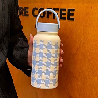 【簡約方格保溫杯】直飲杯 保溫杯 隨手杯 運動水壺 學生水杯 便攜水杯 隨行杯 飲料杯 水壺 水杯 環保杯 水杯