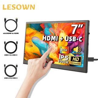 LESOWN 7 英寸小型便攜式 USB C 顯示器 7 英寸觸控式螢幕高畫質 1024x600 IPS 副螢幕迷你液晶顯示屏