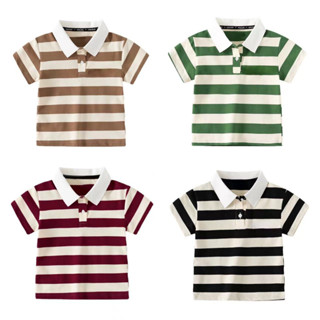 Soffny Kids Polo 衫男童棉 T 恤兒童服裝夏季休閒短袖嬰兒襯衫 Polo kemeja budak le