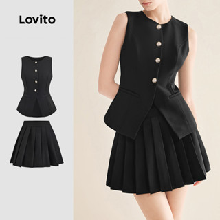Lovito 女士幾何扣環前褶上衣或下裝 L129ED716