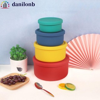 DANILO水果收納盒,食品級便攜的矽膠便當盒,多功能的防漏圓形的可重複使用的學校午餐盒家